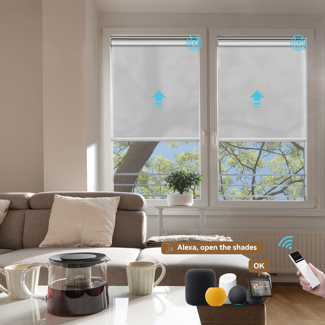 Kurlax Motorized Modern Roller Shades - 65% Blackout